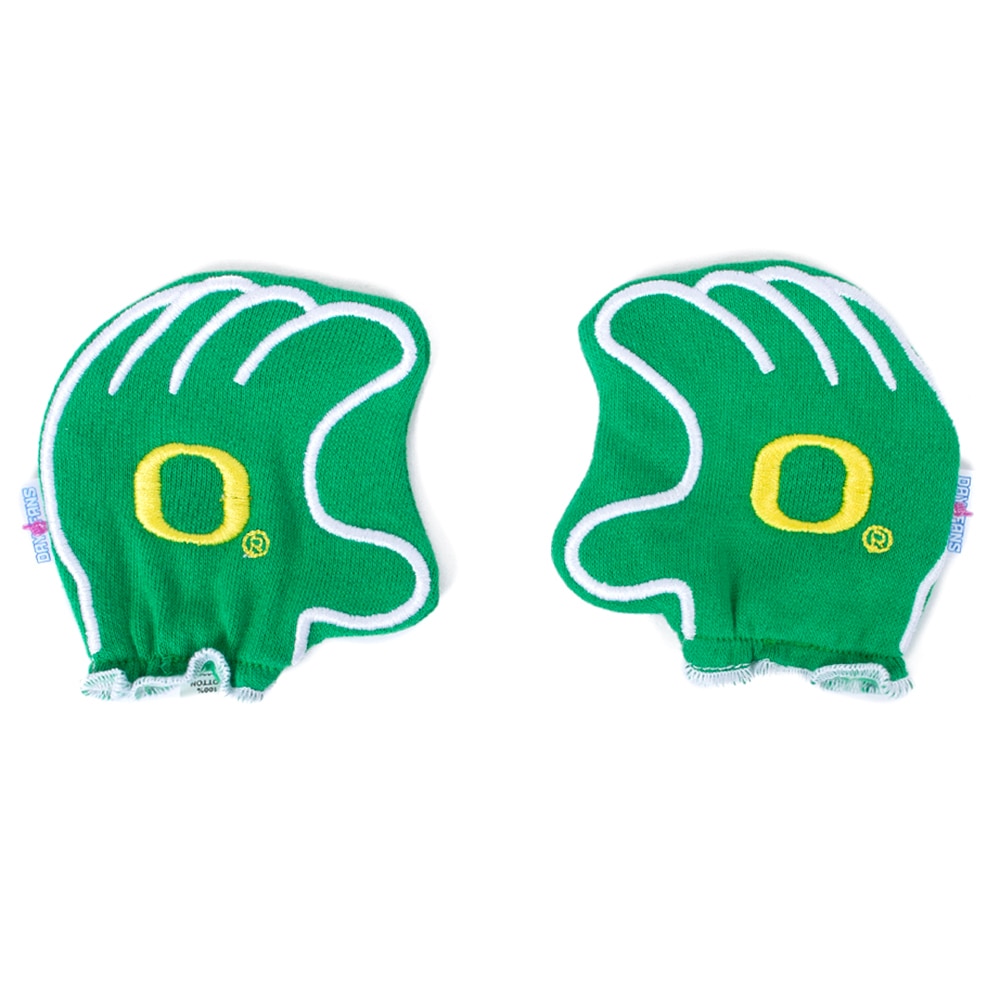 Classic Oregon O, Green, Sports Equipment, Cotton, Accessories, Infant, Day1fans, Mighty Oregon, Fan Mitts, Newborn, 4-18 months, 969013